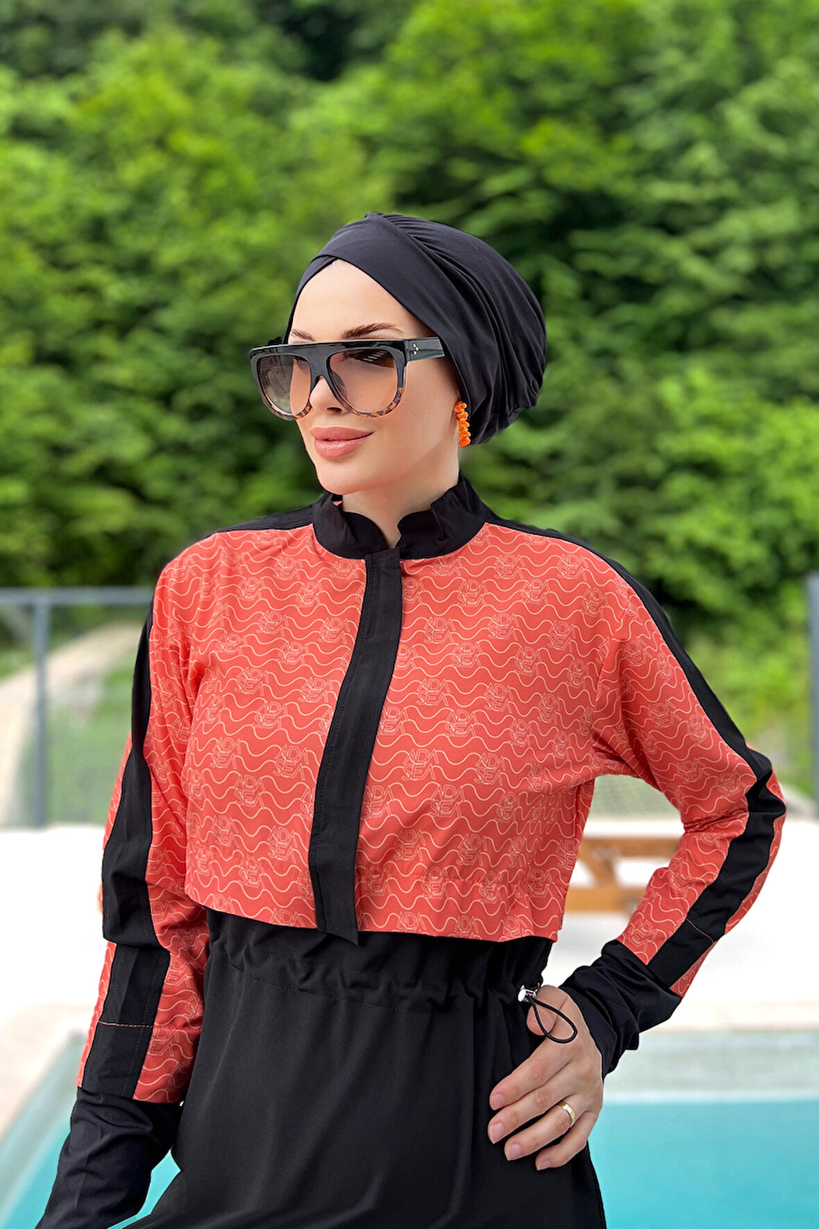 Spor Likra Tam Kapalı Tesettür Mayo Nerea 4573 Siyah | M