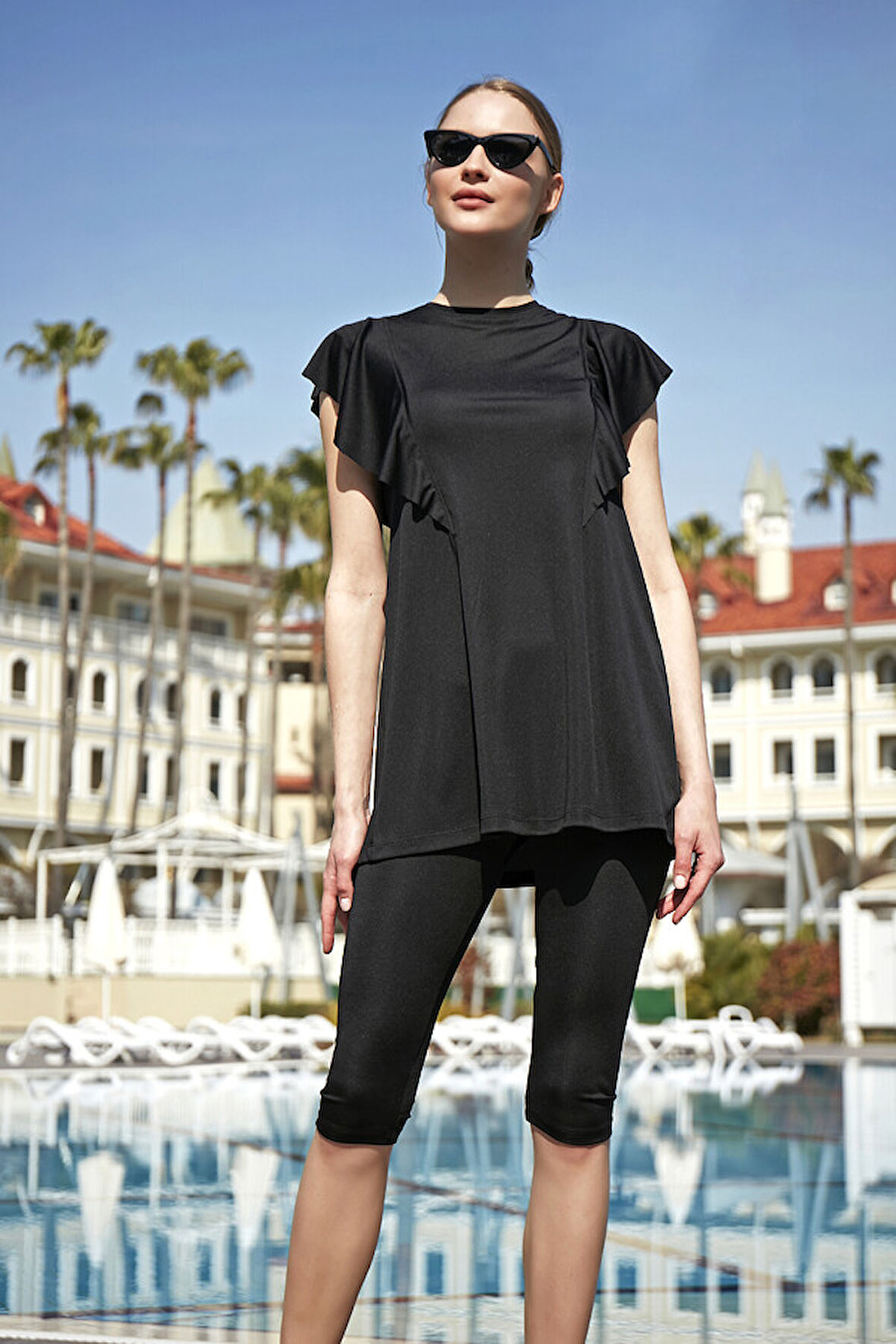 Remsa Fırfır Volan Detaylı Yarı Kapalı Mayo 2150 Hilal | 4XL