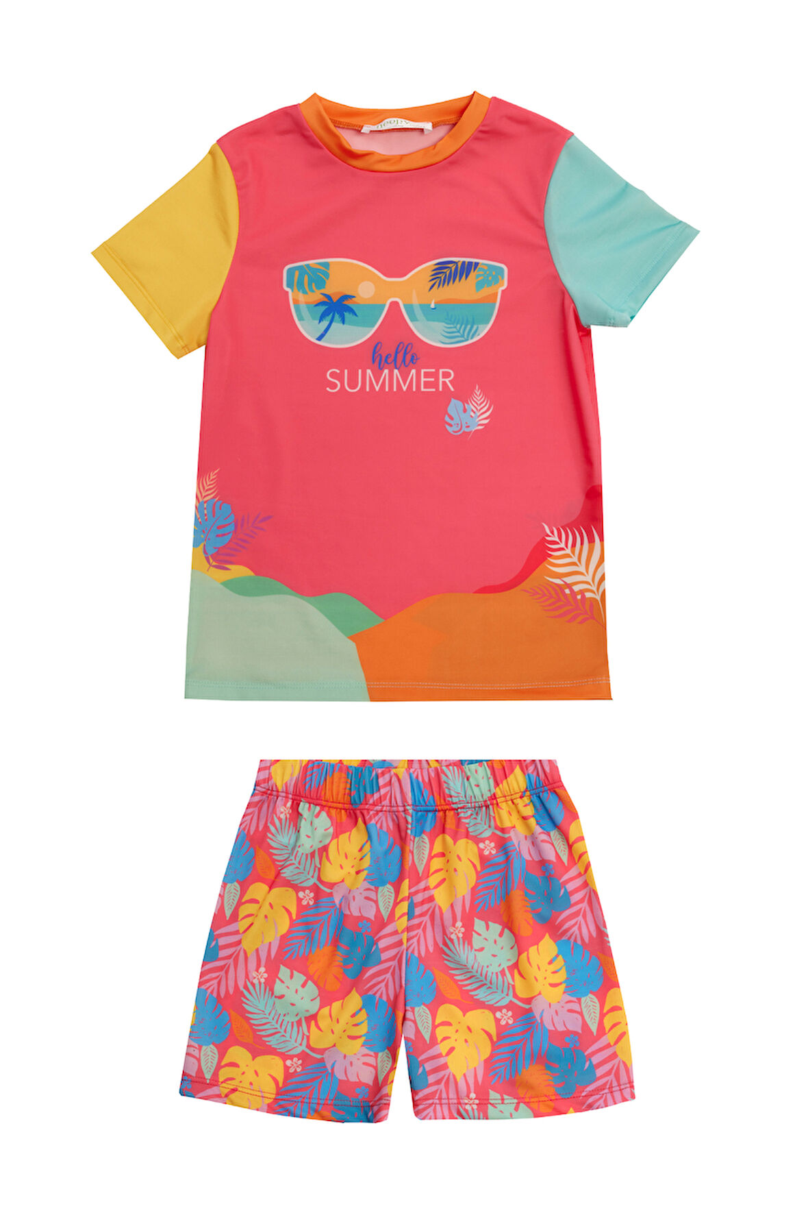 UV Korumalı Şort Kısa Kollu Çocuk Deniz Havuz Mayosu 5237 Mercan | 3-4 Yaş