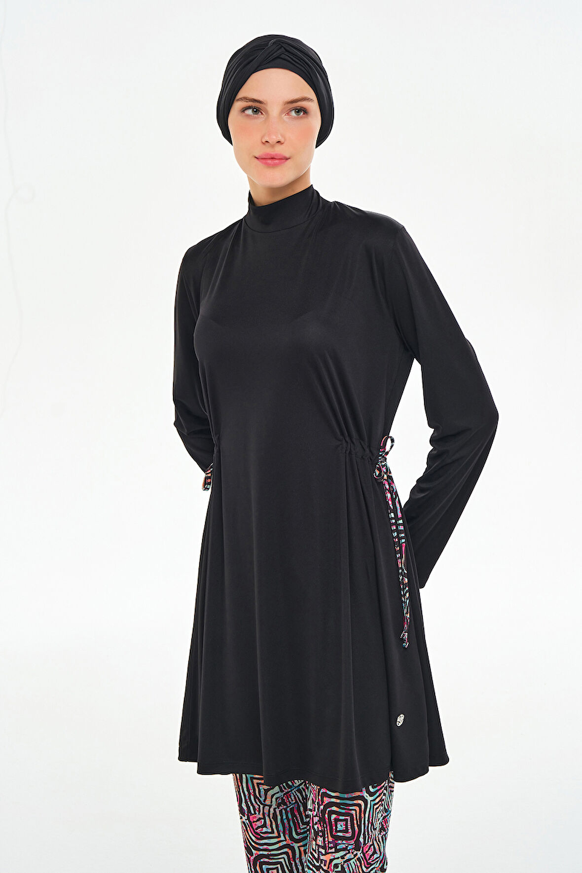 Bol Paça Likralı Tam Kapalı Tesettür Mayo 3125 Siyah | M