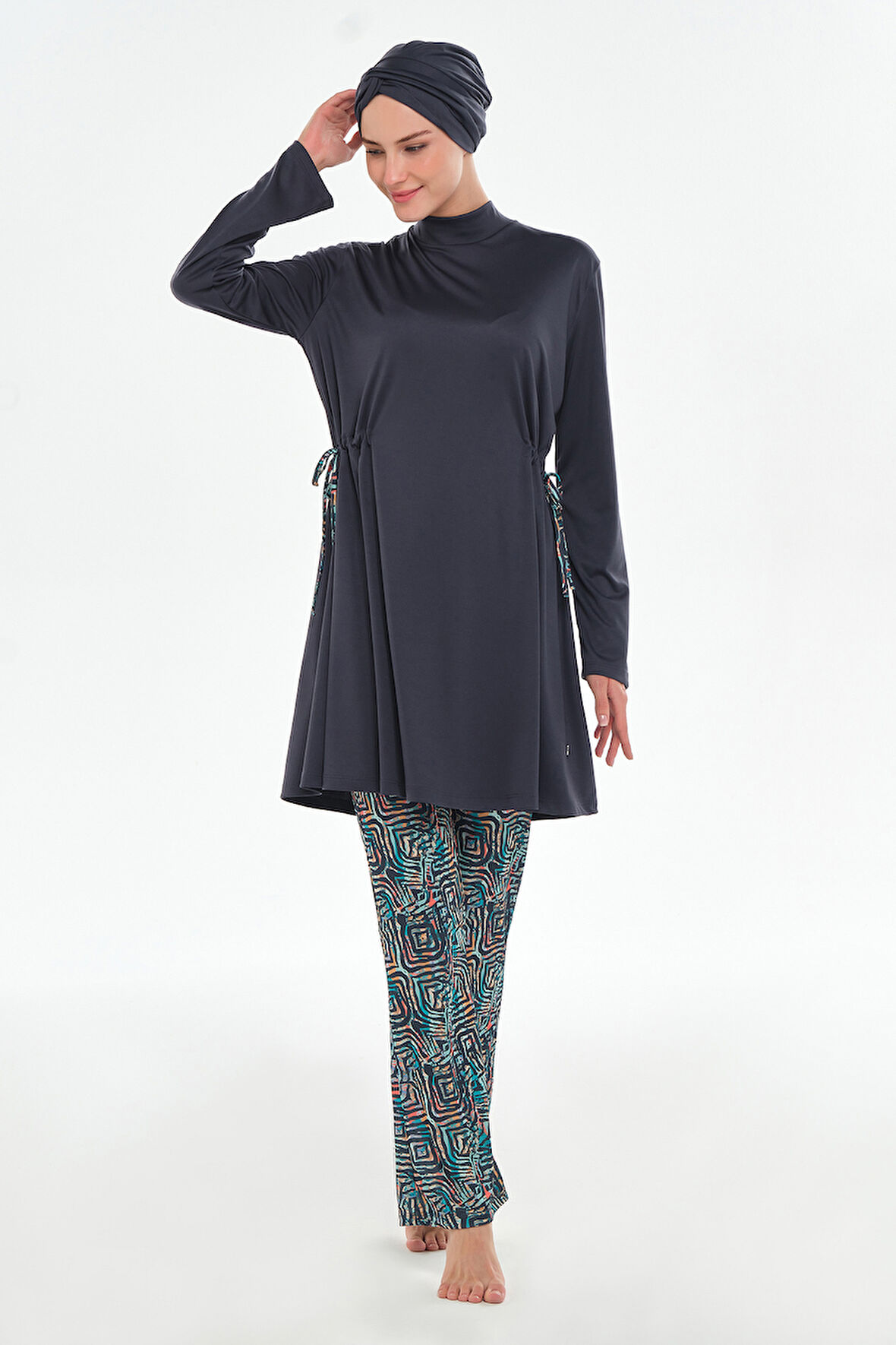 Bol Paça Likralı Tam Kapalı Tesettür Mayo 3125 Antrasit | L