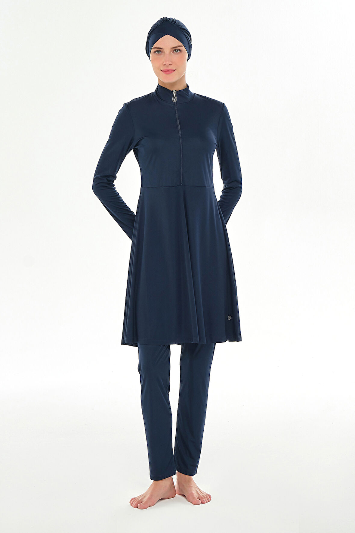 Likralı Tam Kapalı Uzun Tesettür Mayo 3128 Koyu Lacivert05 | XL