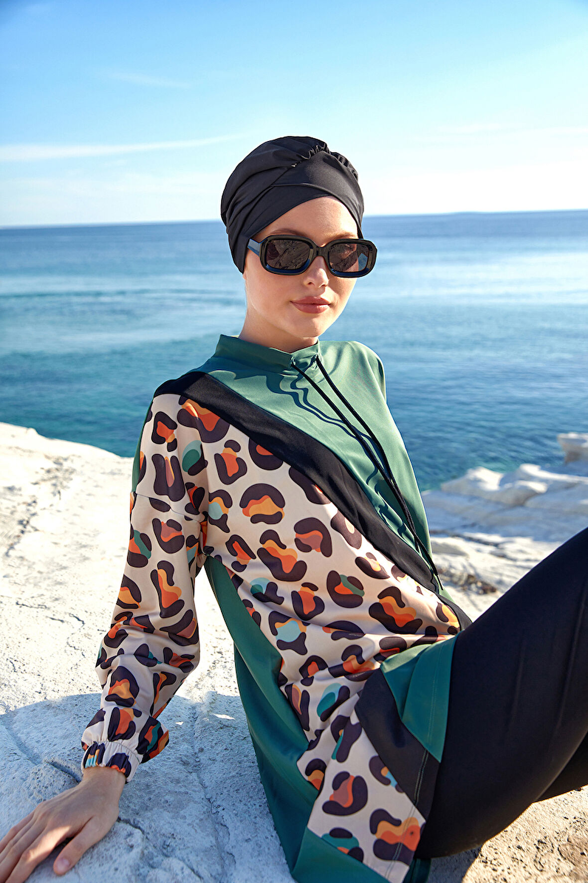 Likralı Tam Kapalı Tesettür Mayo 1105 Haki | XL