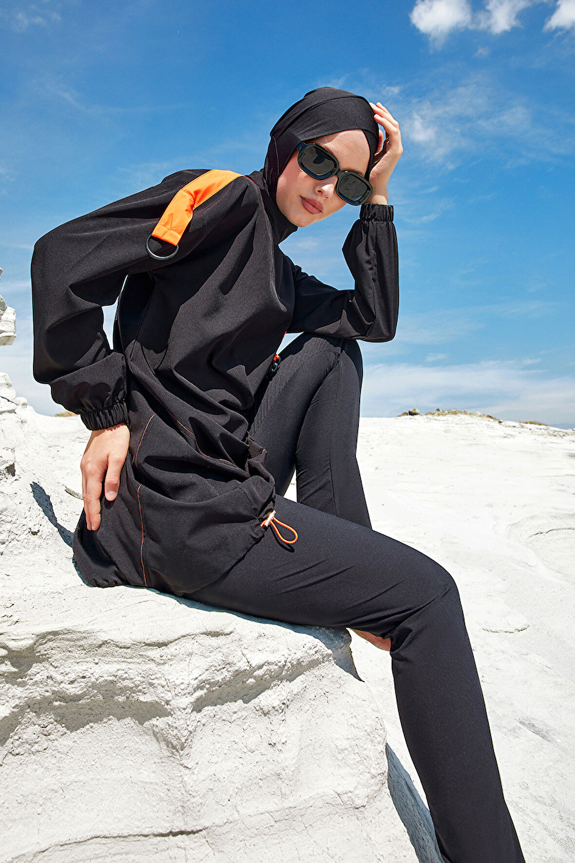 Spor Likra Tam Kapalı Tesettür Mayo 1201 Siyah12 | S