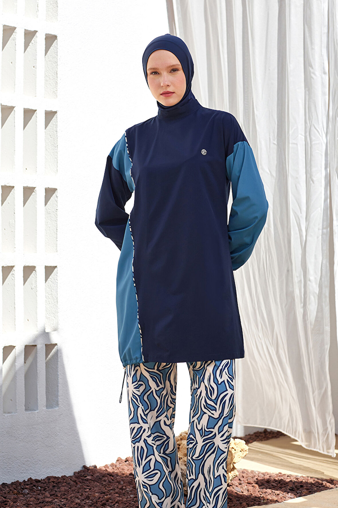 Spor Likra Tam Kapalı Tesettür Mayo 1219 Lacivert02 | XL