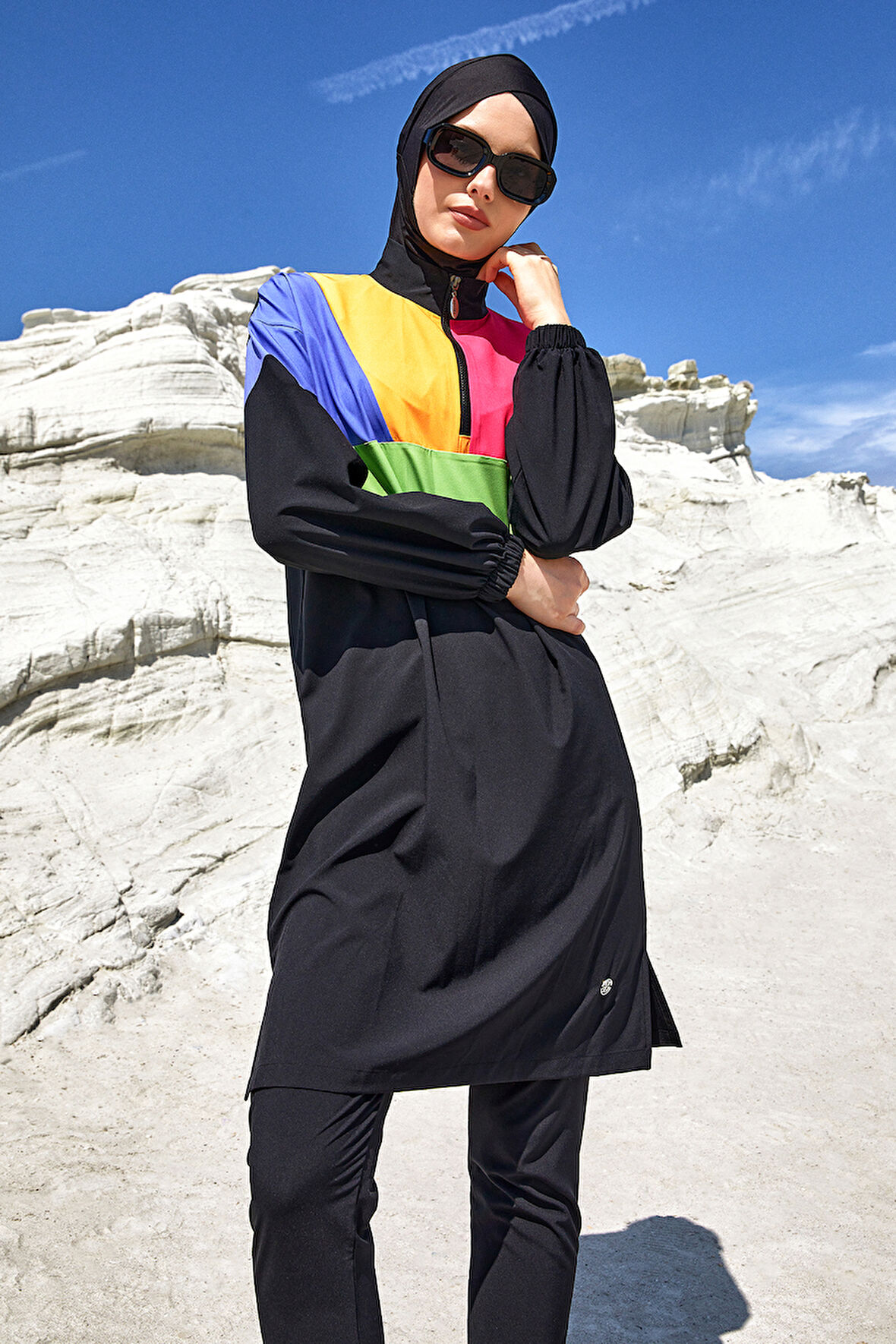 Spor Likra Tam Kapalı Tesettür Mayo 1226 Siyah09 | M