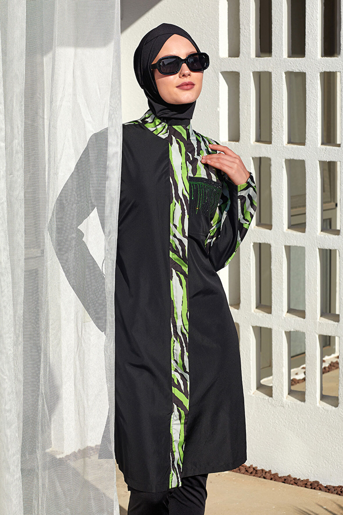 Tam Kapalı Tesettür Mayo 1406 Siyah02 | XXL