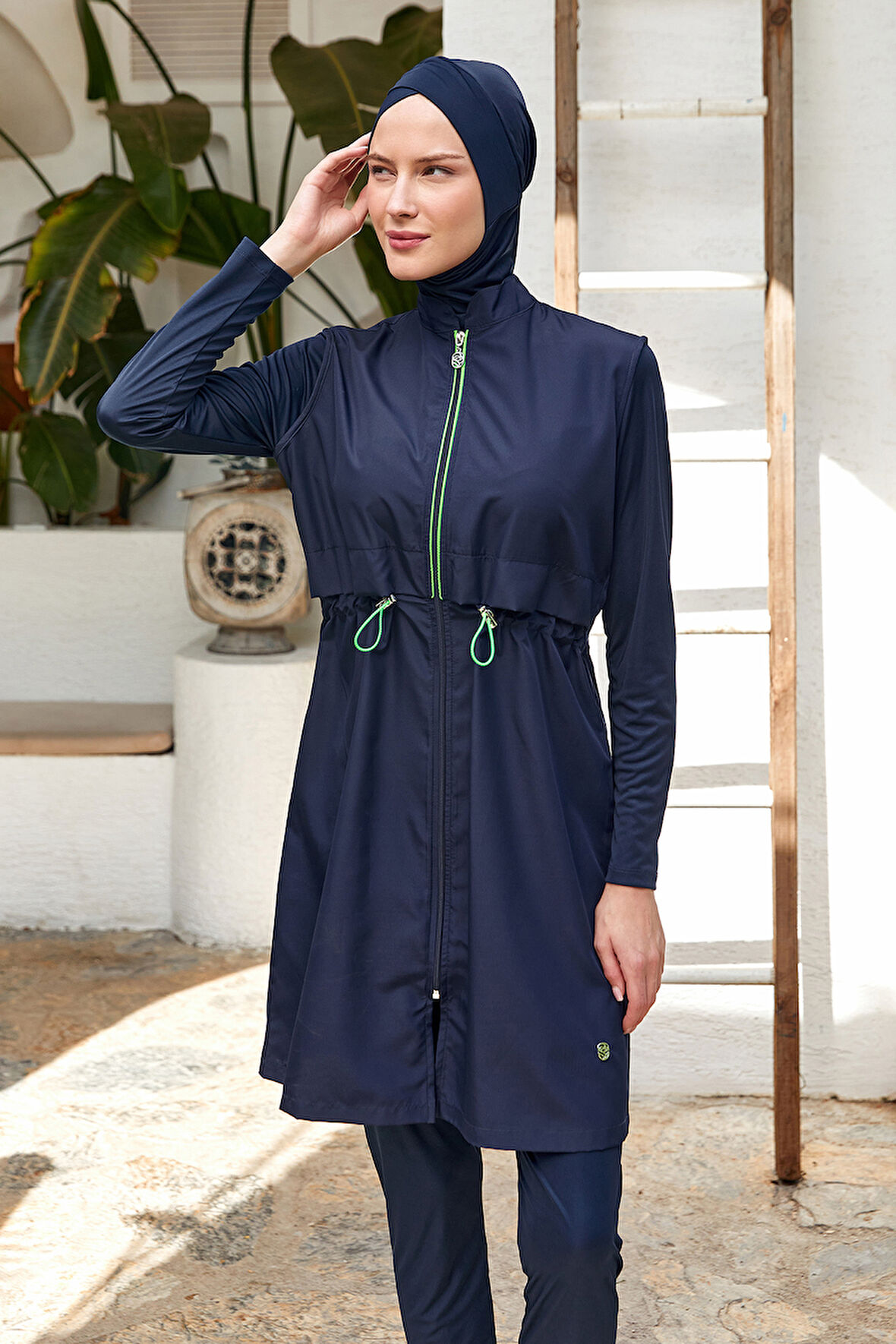 Büyük Beden Tam Kapalı Tesettür Mayo 3314 Lacivert | 4XL