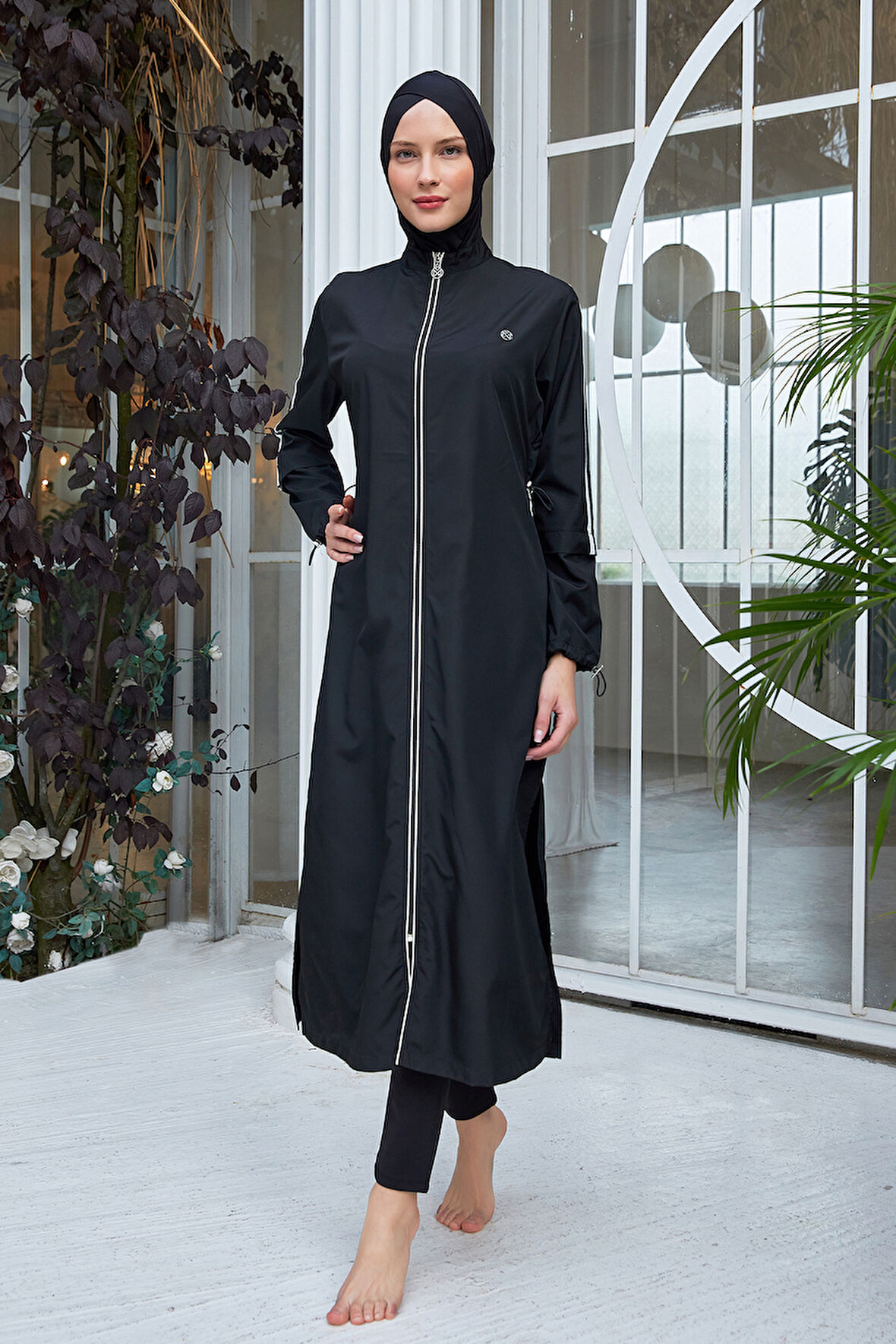 Büyük Beden Uzun Tam Boy Tam Kapalı Tesettür Mayo 2406 Siyah | 4XL