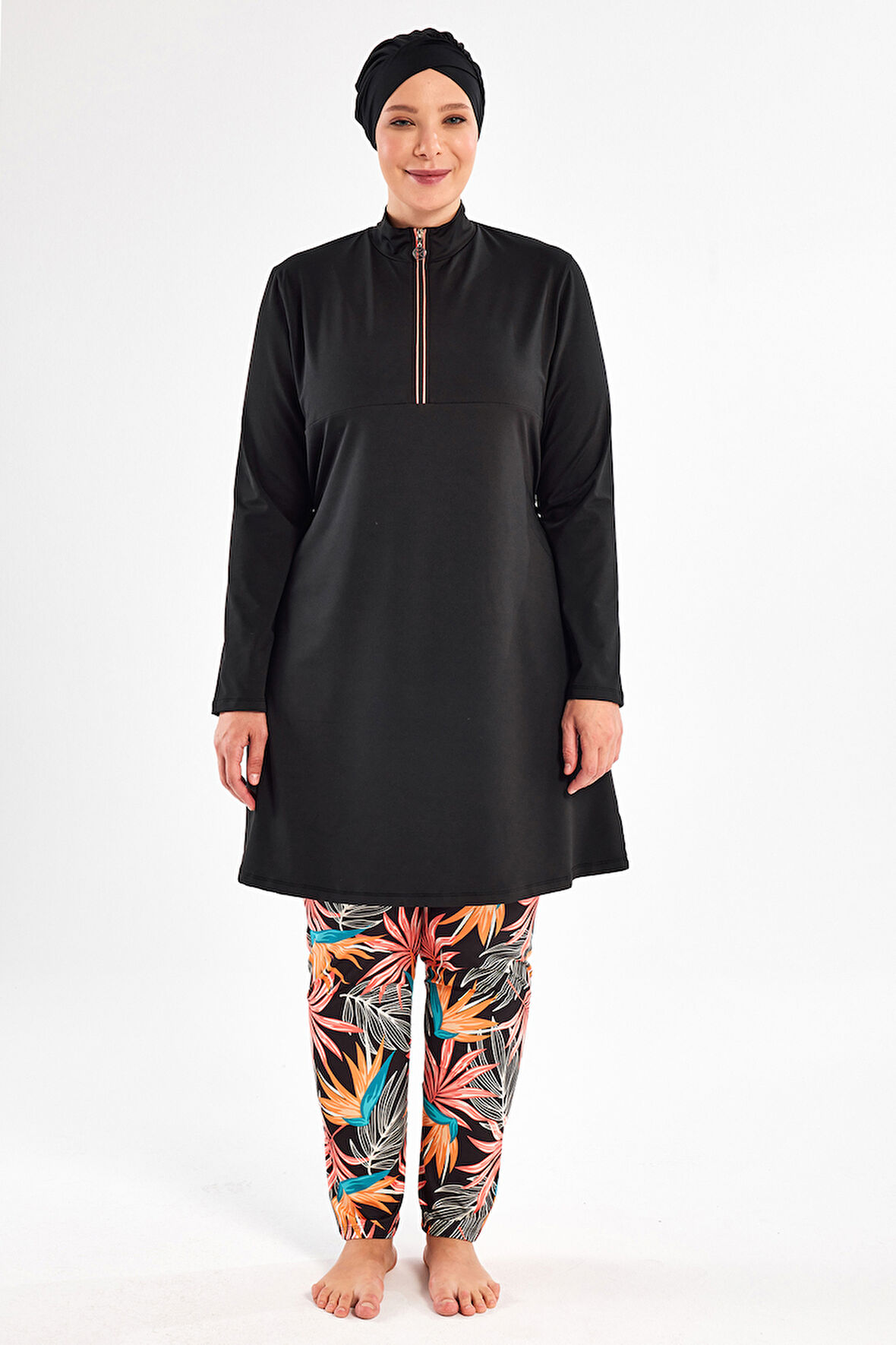 Büyük Beden Likralı Tam Kapalı Tesettür Mayo 2801 Siyah | 3XL