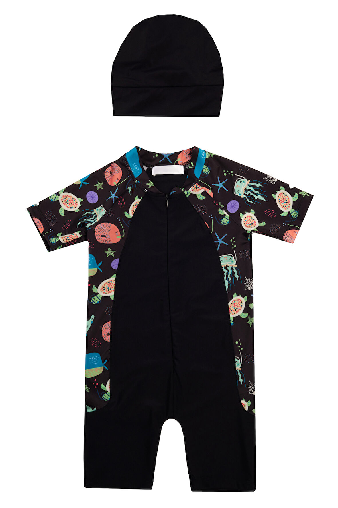 UV Korumalı Kısa Kollu Tulum Bebek Çocuk Yüzücü Mayo 1910 Siyah | 11-12YAŞ