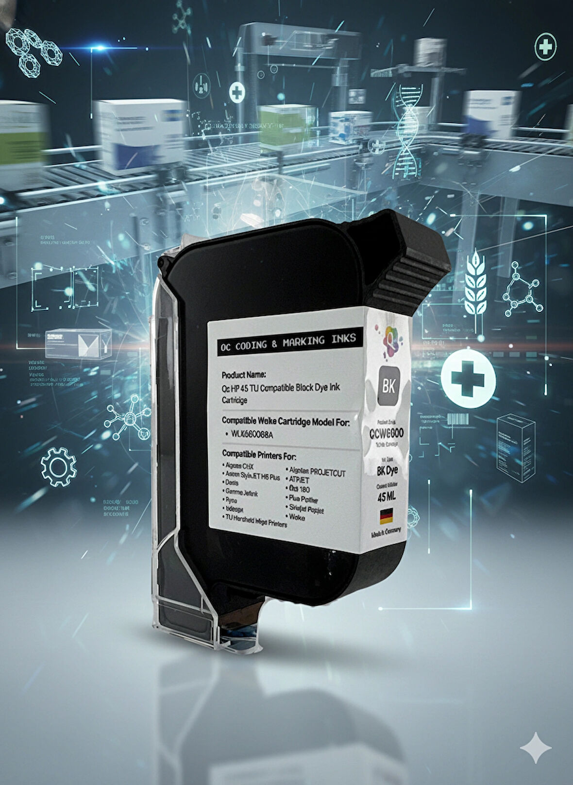 QC HP 45 Wolke Videojet QCW6600 Muadil Plotter Kartuş