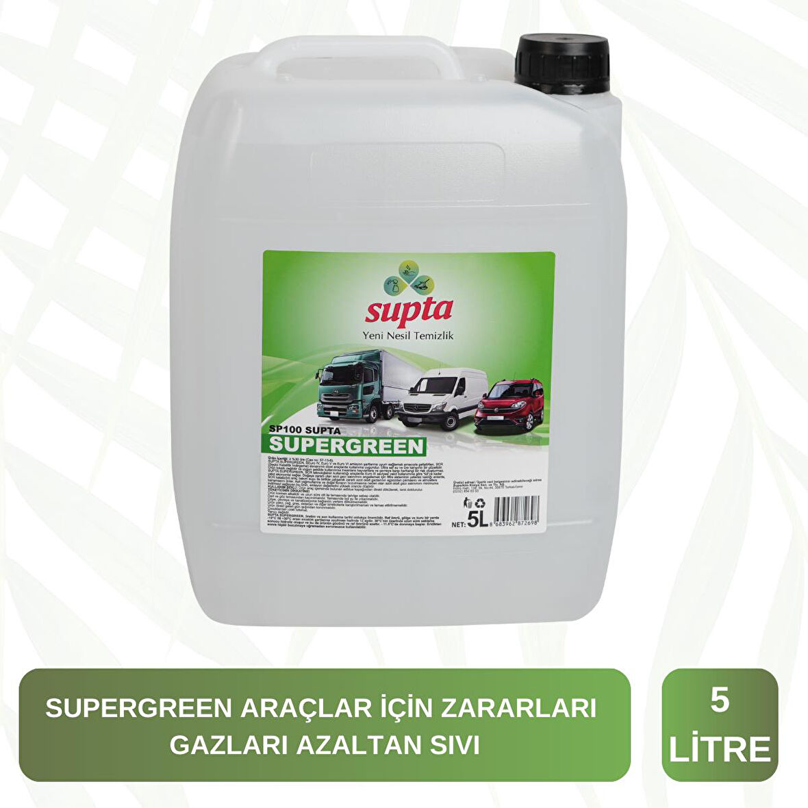 Supta Supergreen Dizel Araçlar Için Emisyon Düşürücü Yakıt Katkısı Euro 4/5/6 5 LT