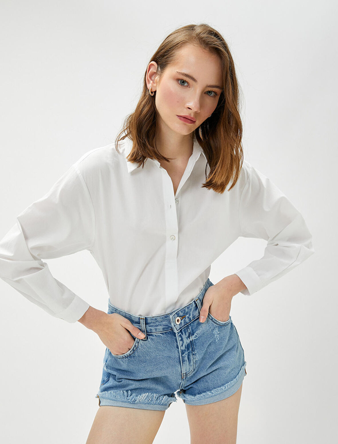 Pamuklu Basic Gömlek Uzun Kollu