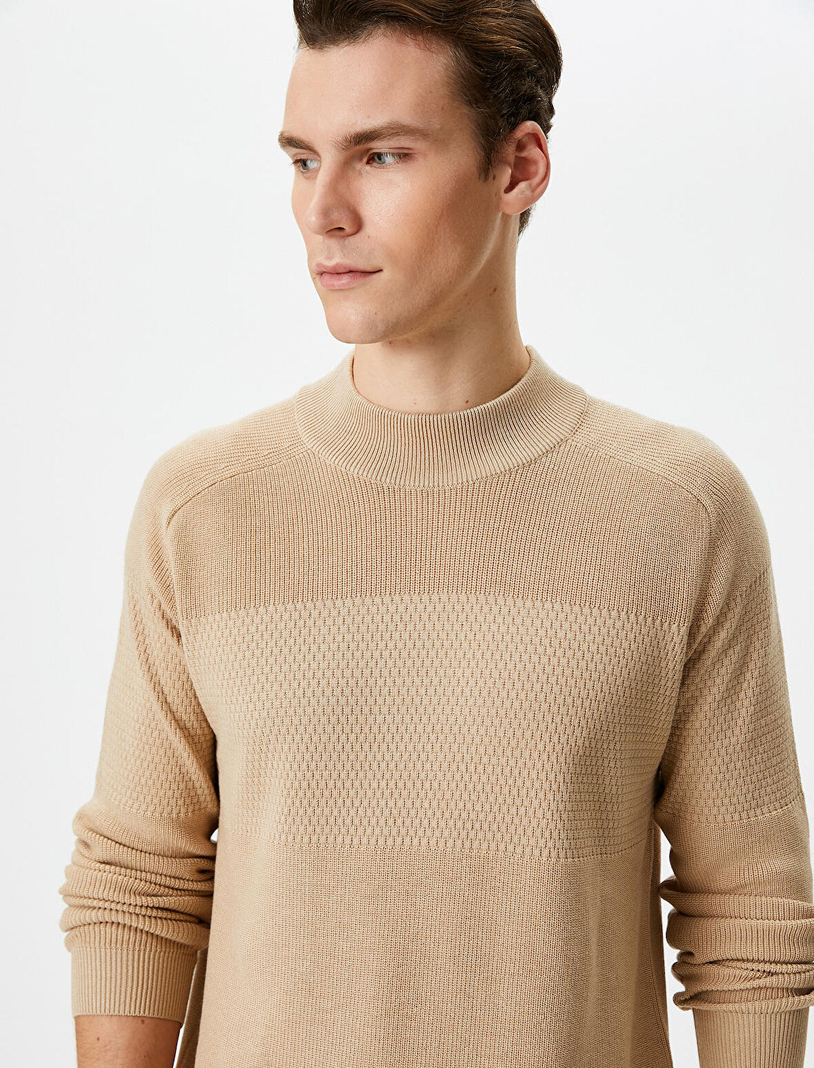 Yarım Balıkçı Yaka Kazak Triko Slim Fit Dokulu