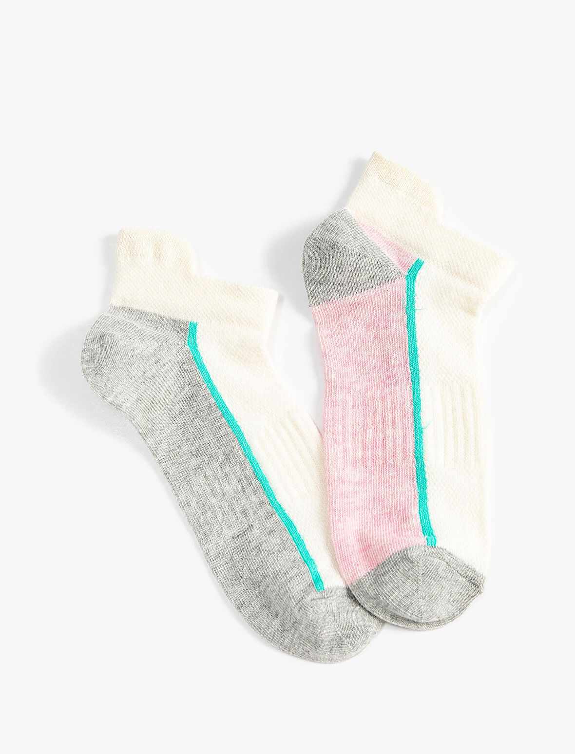 2'li Patik Çorap Seti Geometrik Desenli Çok Renkli