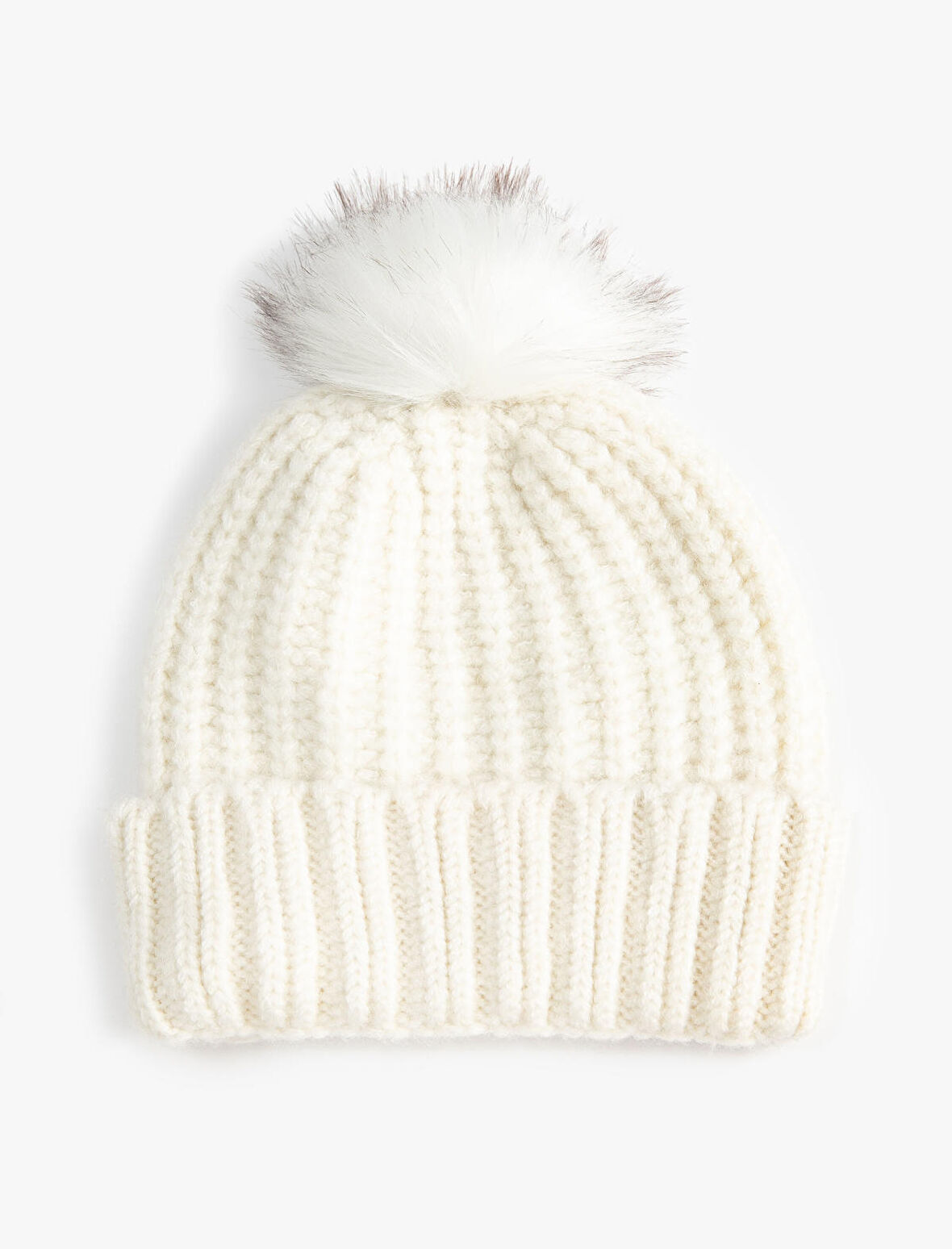 Örgü Bere Lastikli Peluş Ponponlu