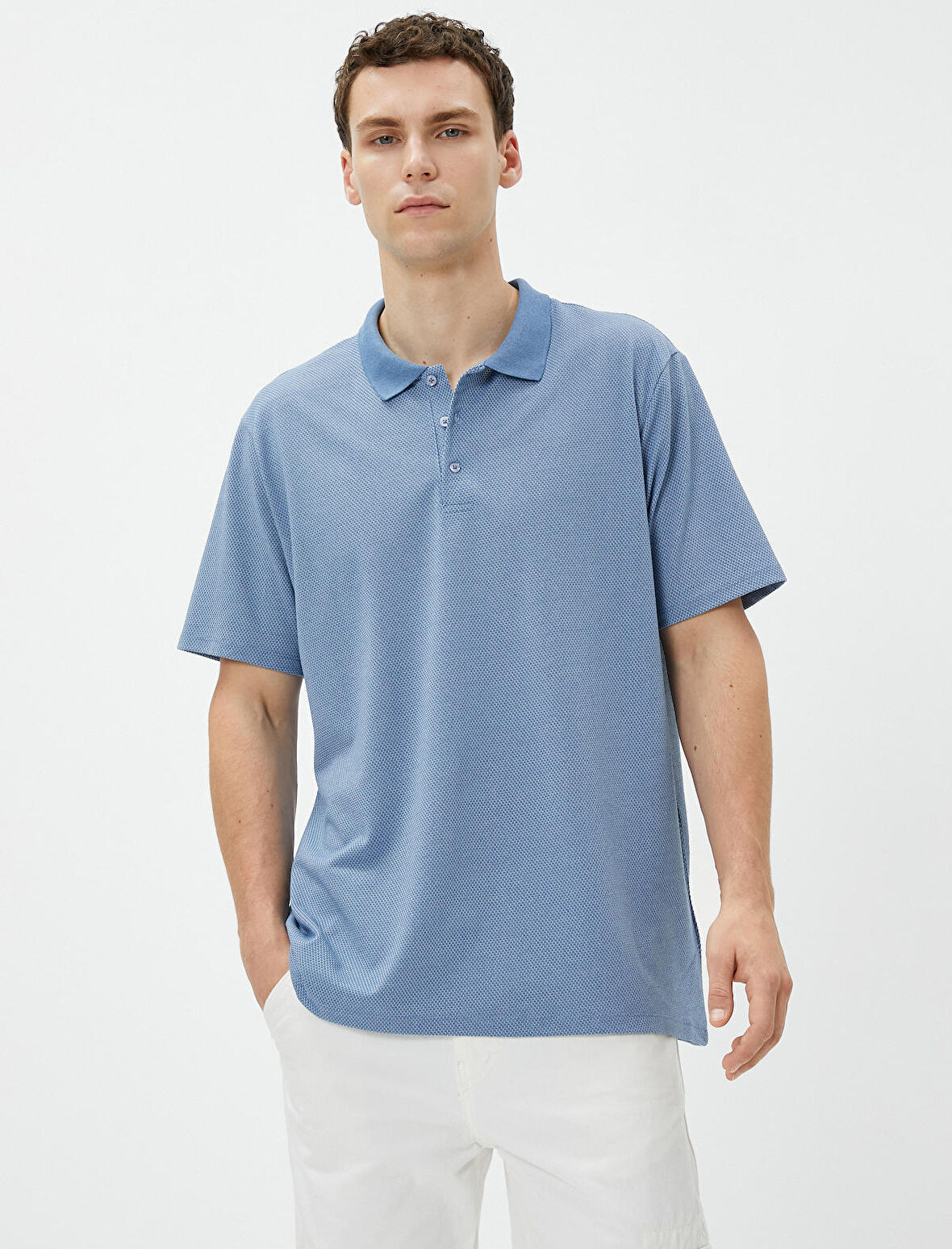 Basic Polo Yaka Tişört Düğmeli Kısa Kollu