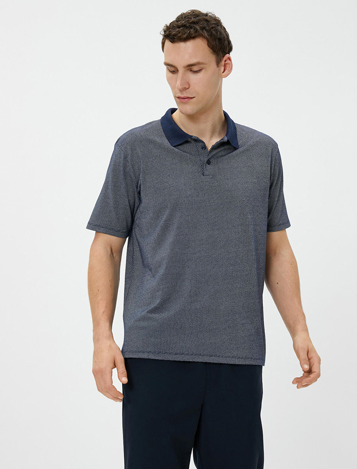 Basic Polo Yaka Tişört Düğmeli Kısa Kollu