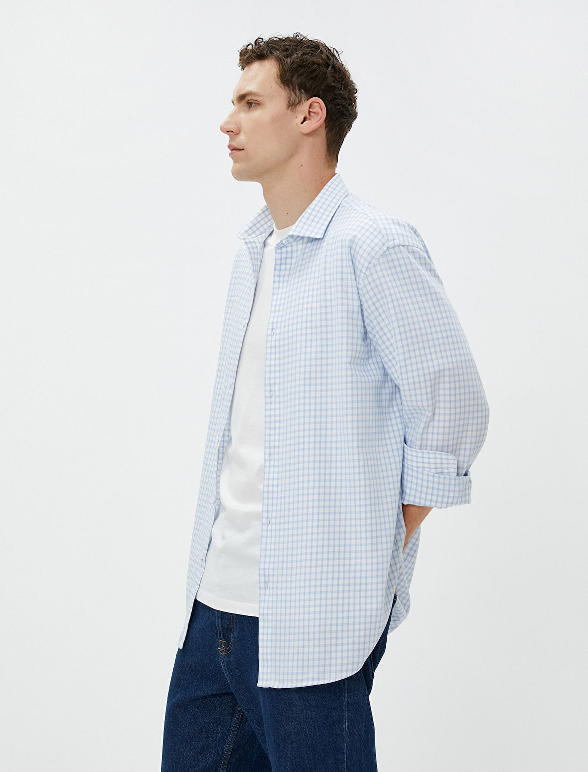 Kareli Gömlek Slim Fit Klasik Yaka Uzun Kollu Pamuklu Non Iron