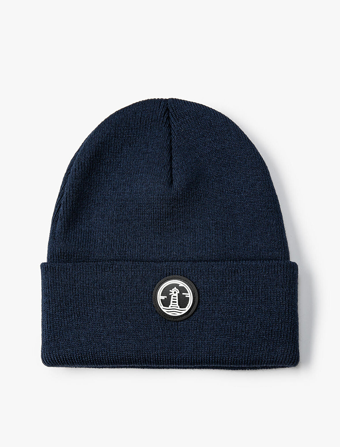 Akrilik Örgü Bere Etiket Detaylı Katlamalı