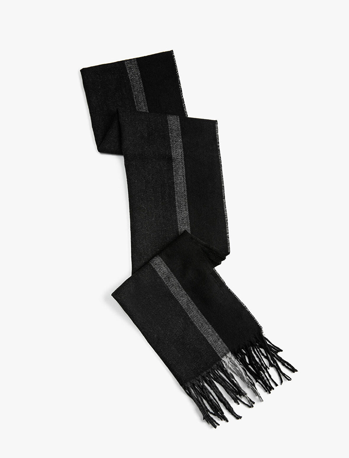 Çizgili Atkı Püskül Detaylı 