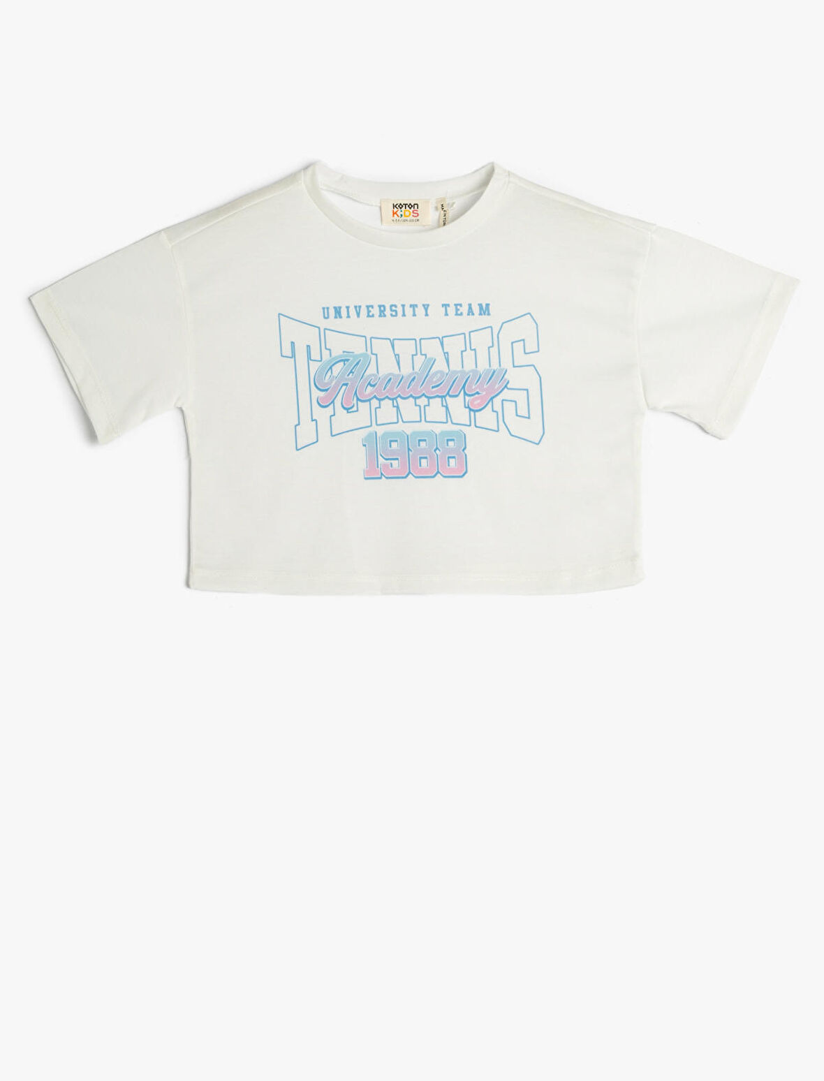 Crop Oversize Tişört Kısa Kollu Bisiklet Yaka Baskılı