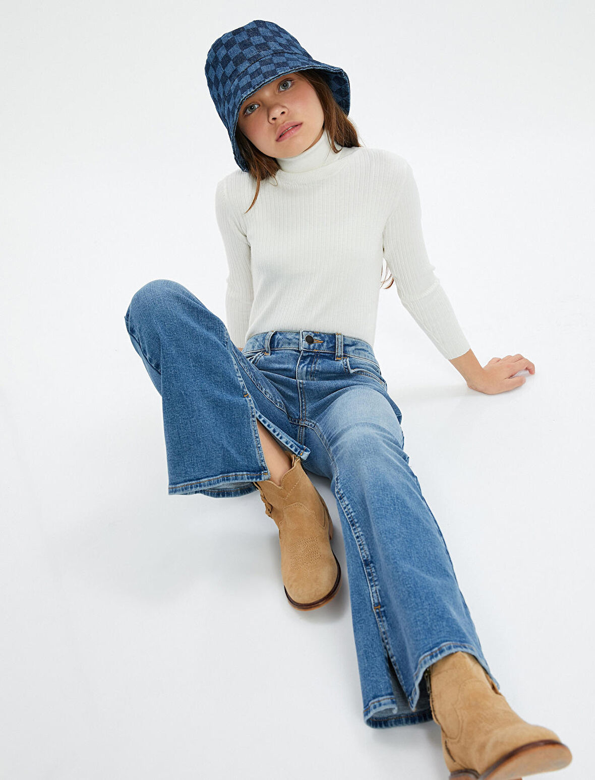 Bol Paça Kot Pantolon Pamuklu - Wide Leg Jean