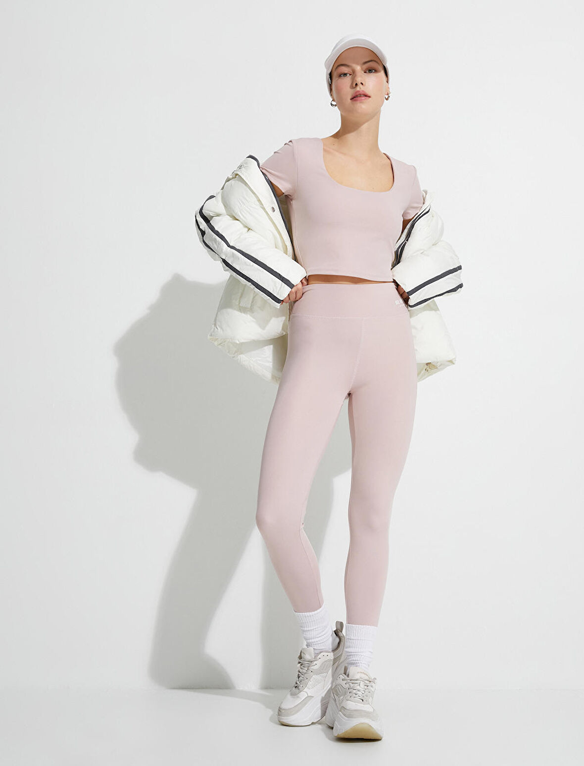 Crop Kısa Kollu Spor Tişört U Yaka Basic Dar Kalıp