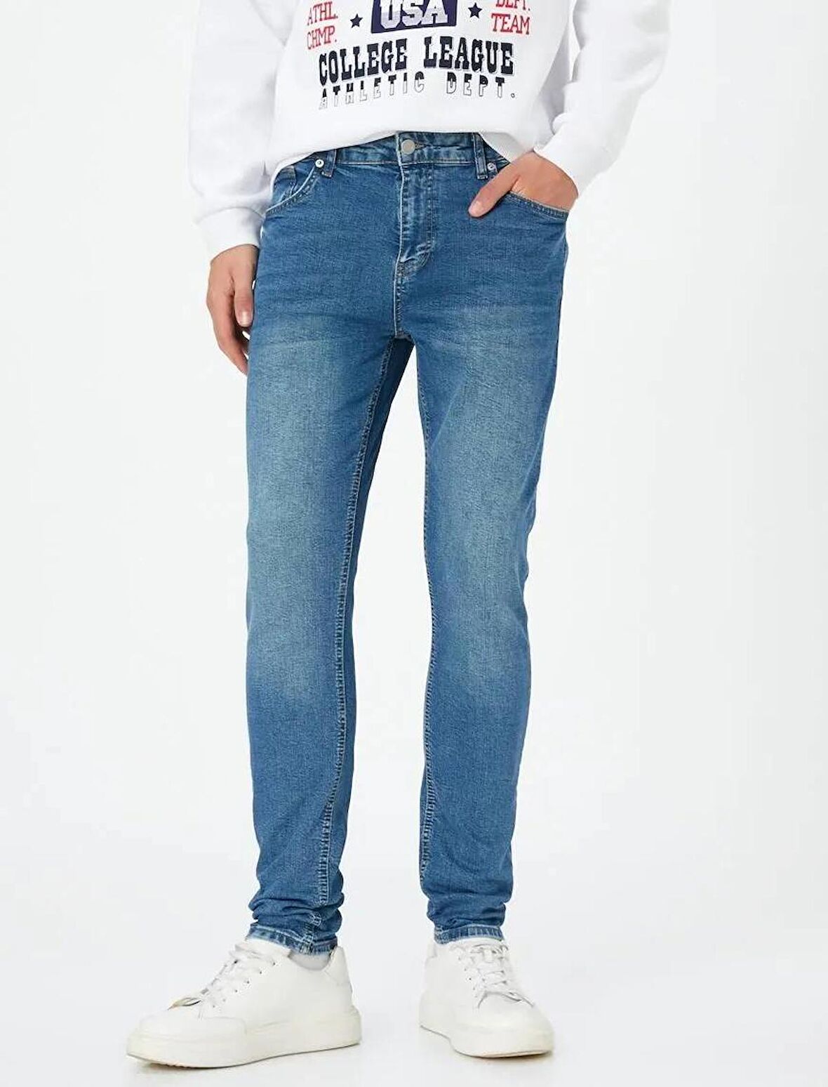 4WAM40187ND Koton Skinny MICHAEL Erkek  Jean Pantolon ORTA İNDİGO