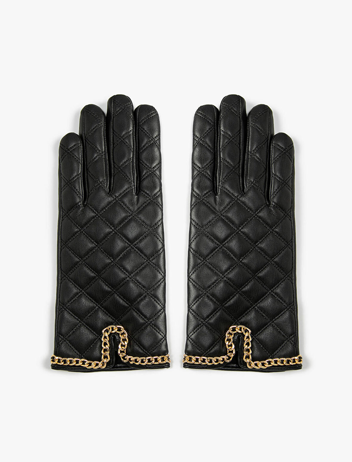 Kayak Eldiveni Suni Deri Kapitone Zincir Detaylı