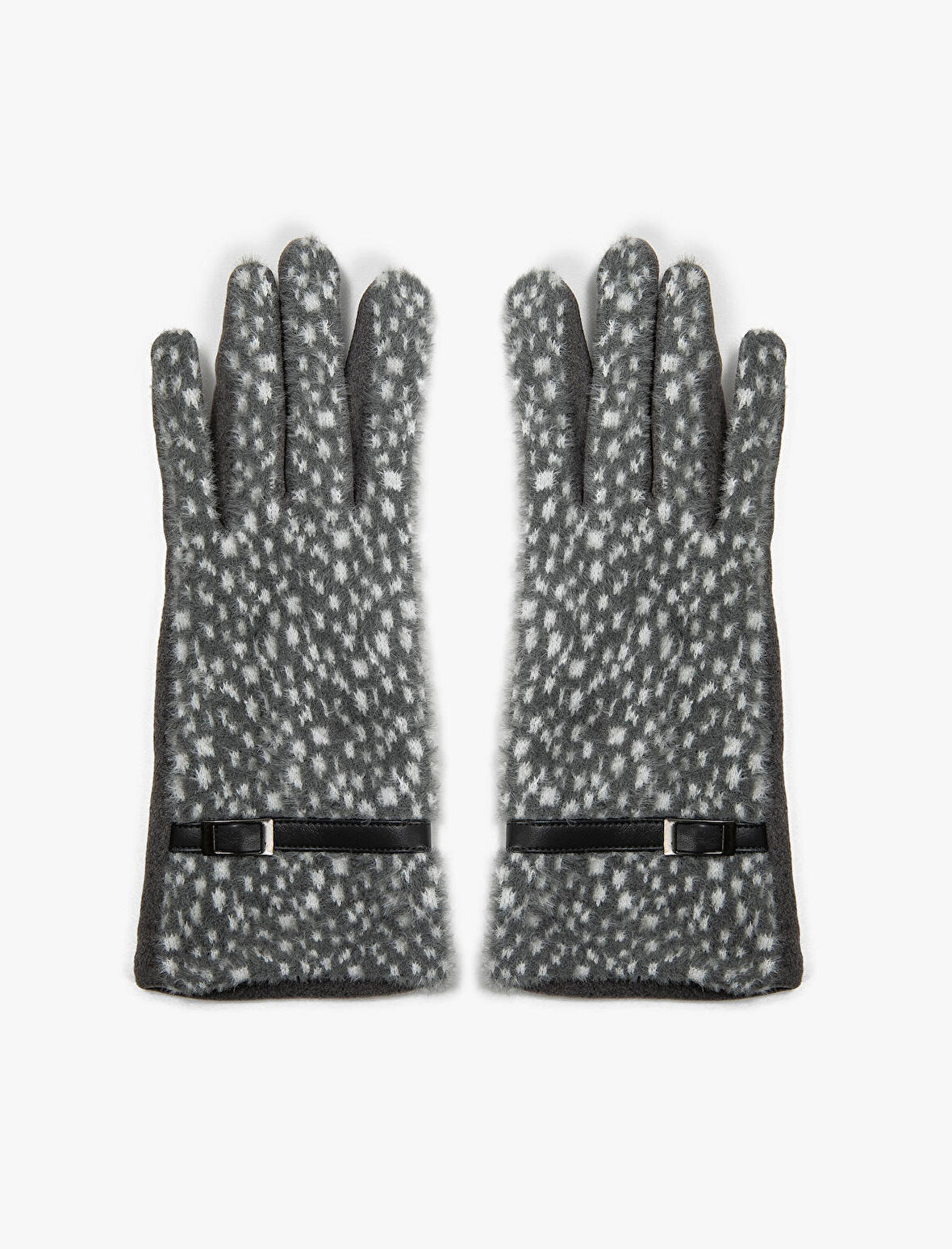 Peluş Eldiven Bant Detaylı Desenli 