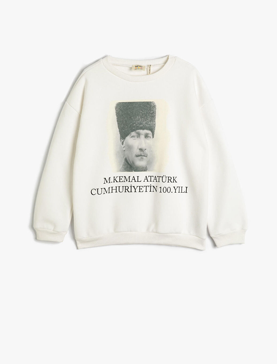 Atatürk Baskılı Sweatshirt Uzun Kollu Bisiklet Yaka Şardonlu 