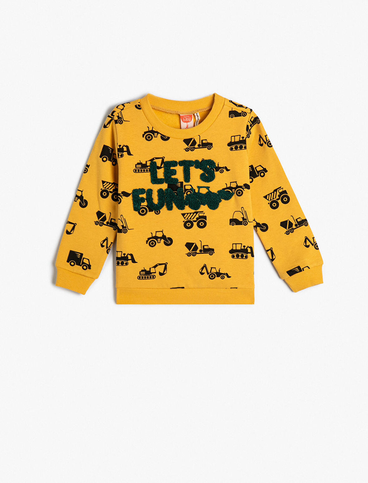 Sweatshirt Uzun Kollu Bisiklet Yaka Baskılı Aplike Detaylı Pamuklu