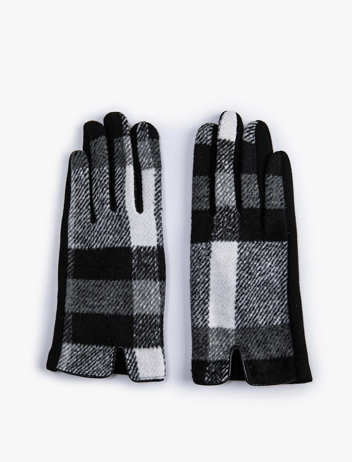 Ekose Eldiven Yumuşak Dokulu Yün Karışımlı