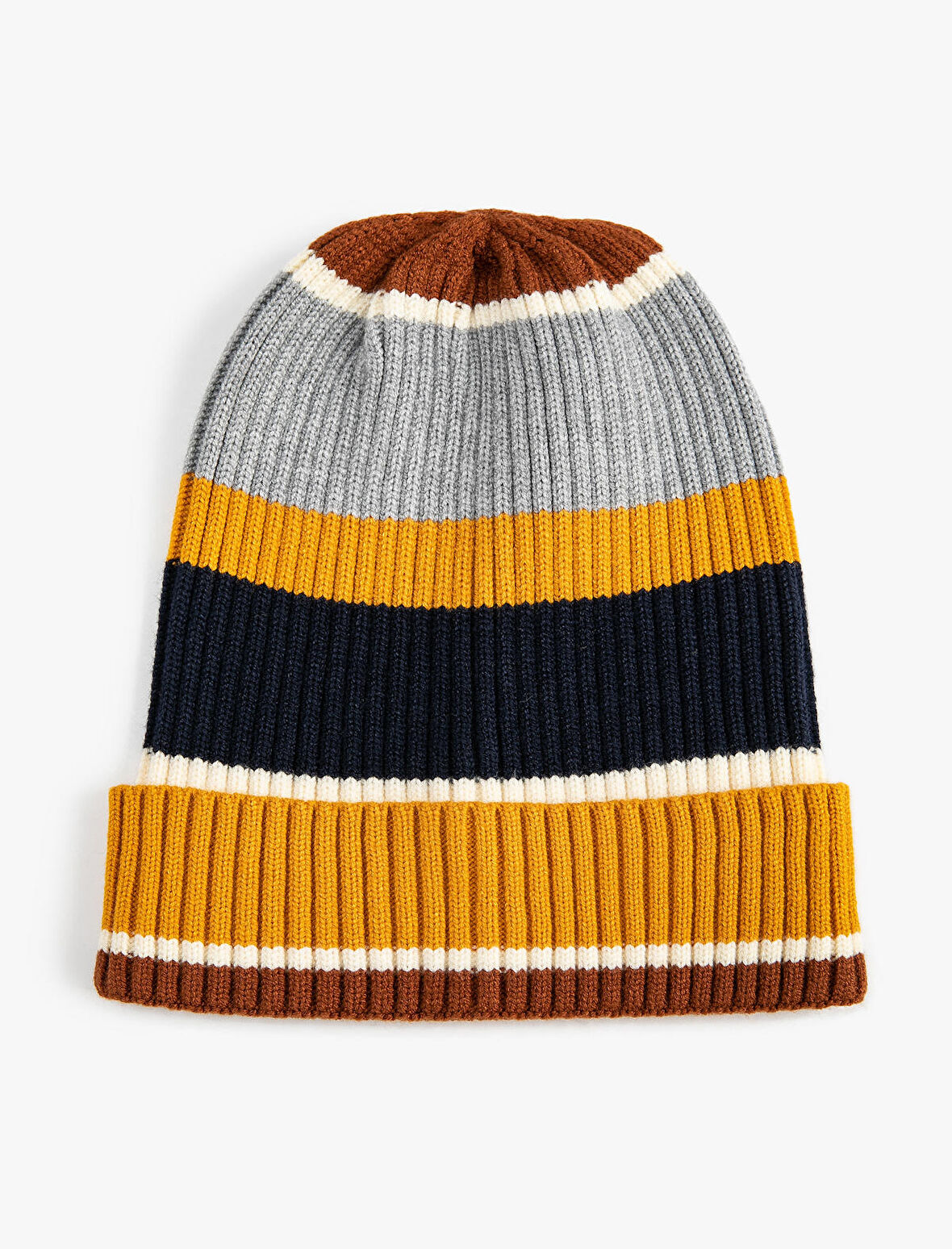 Örgü Bere Renk Bloklu Katlama Detaylı