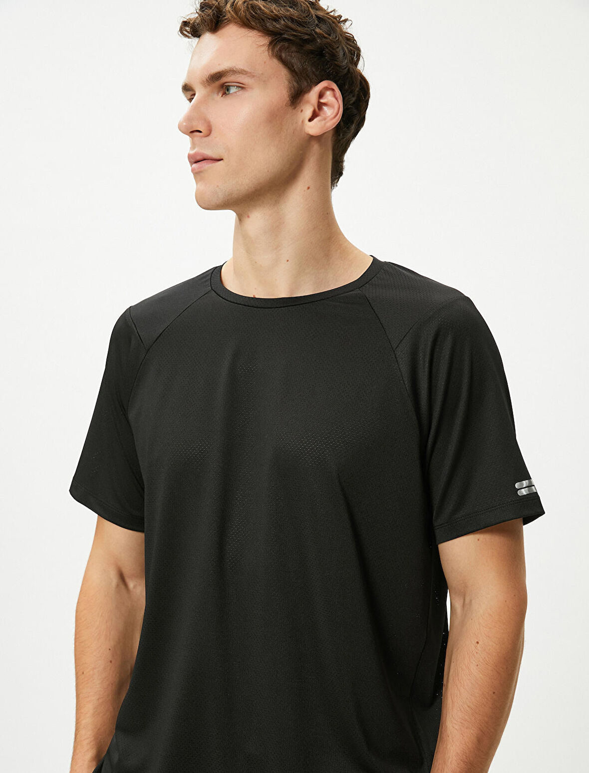 Spor Tişört Arkası Slogan Baskılı Bisiklet Yaka Reglan Kollu