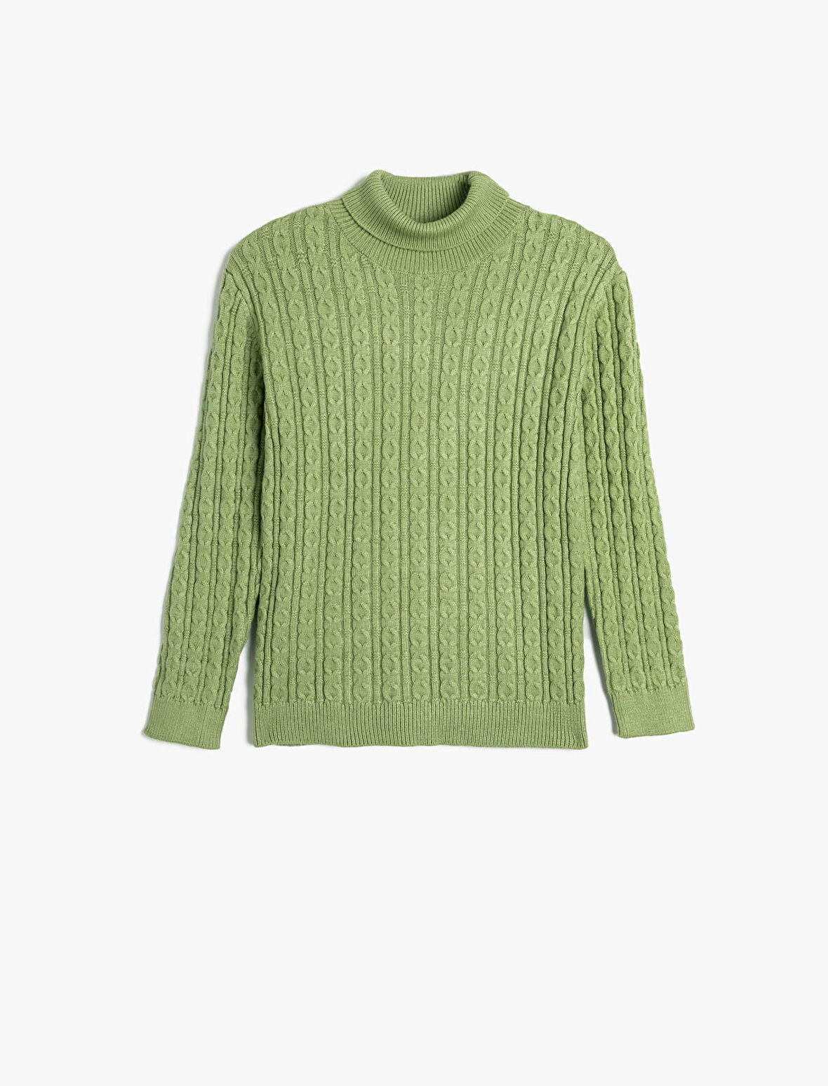 Balıkçı Yaka Kazak Saç Örgü Detaylı Uzun Kollu 