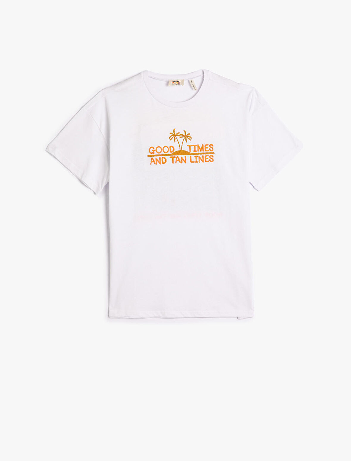 Tişört Kısa Kollu Bisiklet Yaka İşleme Detaylı Pamuklu