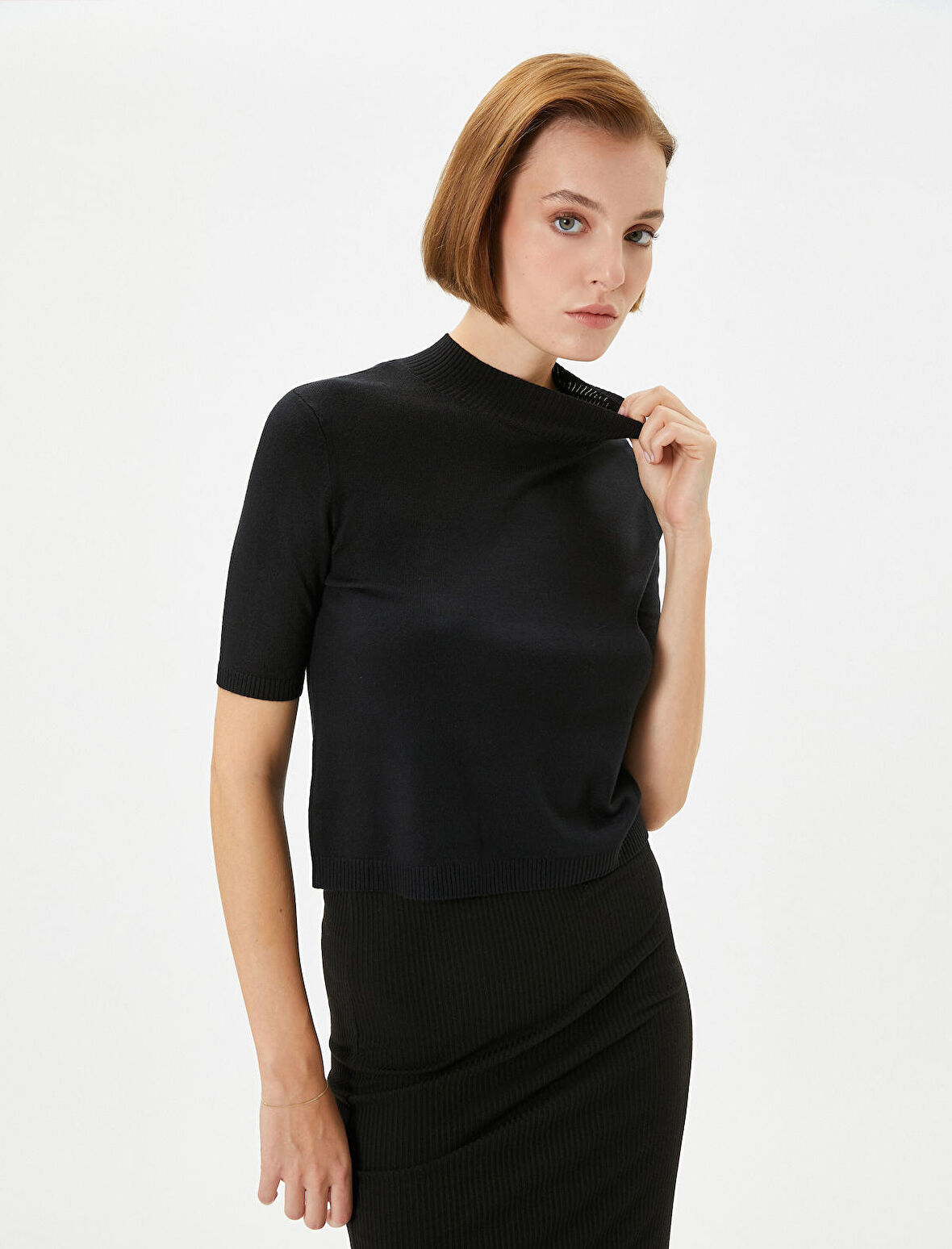 Triko Kazak Kısa Kollu Dik Yaka