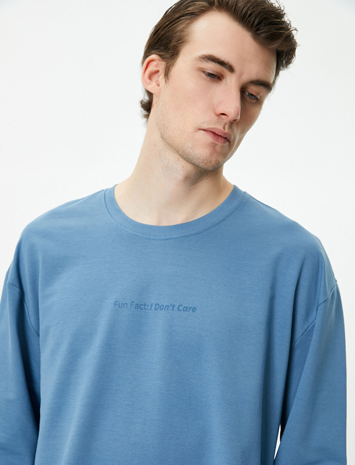 Yazlık Oversize Tişört Bisiklet Yaka Slogan Baskılı