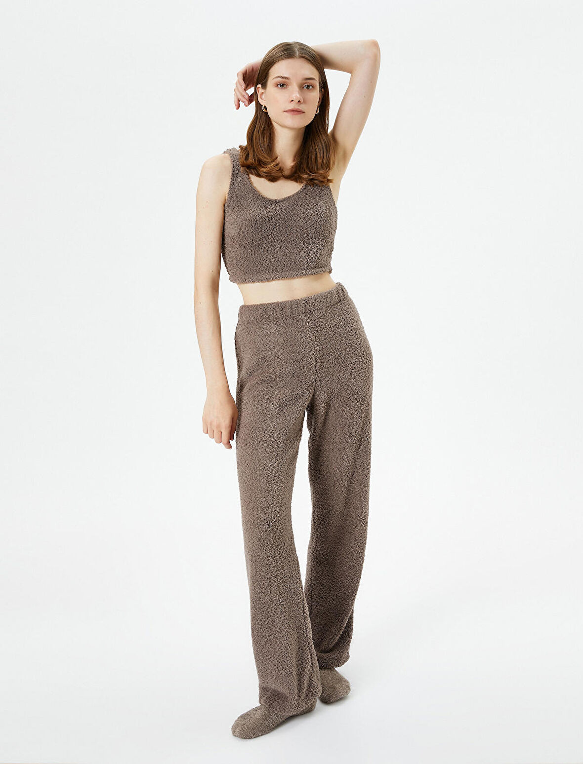 Polar Pijama Üstü Crop Askılı