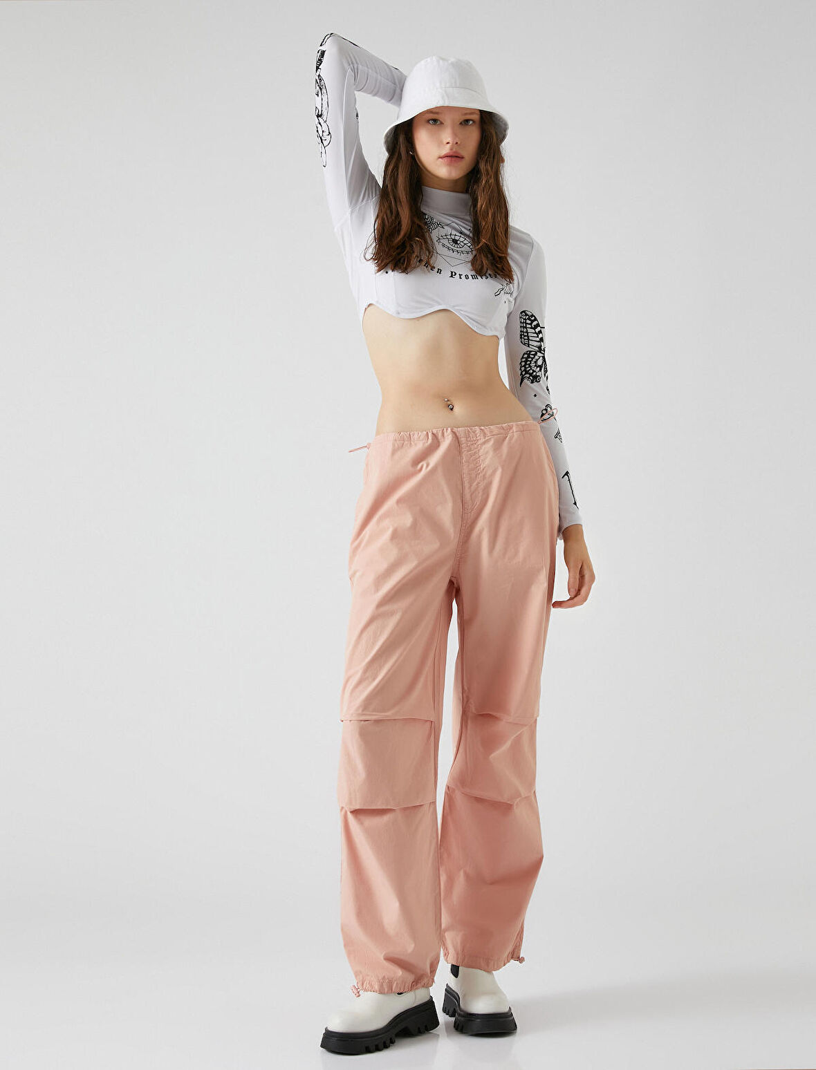 Paraşüt Pantolon Cep Detaylı Lastikli Stoperli Pamuklu