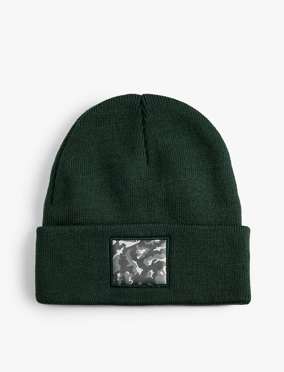 Örgü Bere Kamuflaj Detaylı Etiket İşlemeli Katlamalı