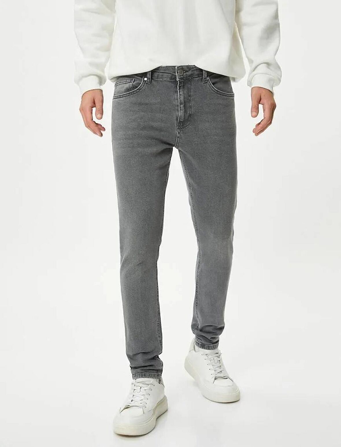 4WAM40248ND Koton Skinny JUSTIN Erkek  Jean Pantolon GRİ
