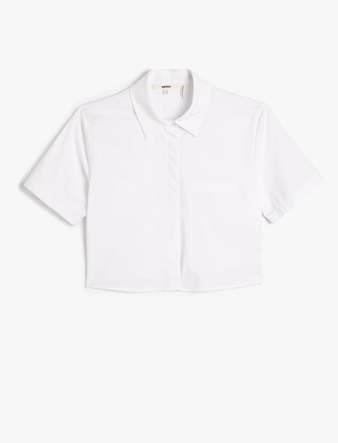 Crop Kısa Kollu Gömlek Düğmeli Cep Detaylı