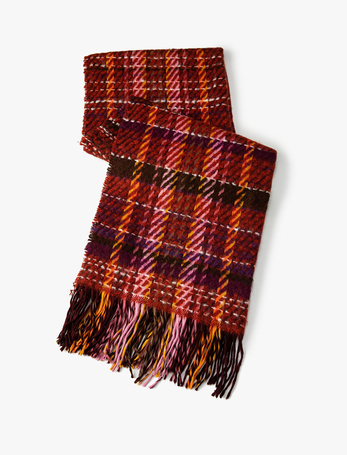 Örgü Şal Püsküllü Yumuşak Dokulu Çok Renkli