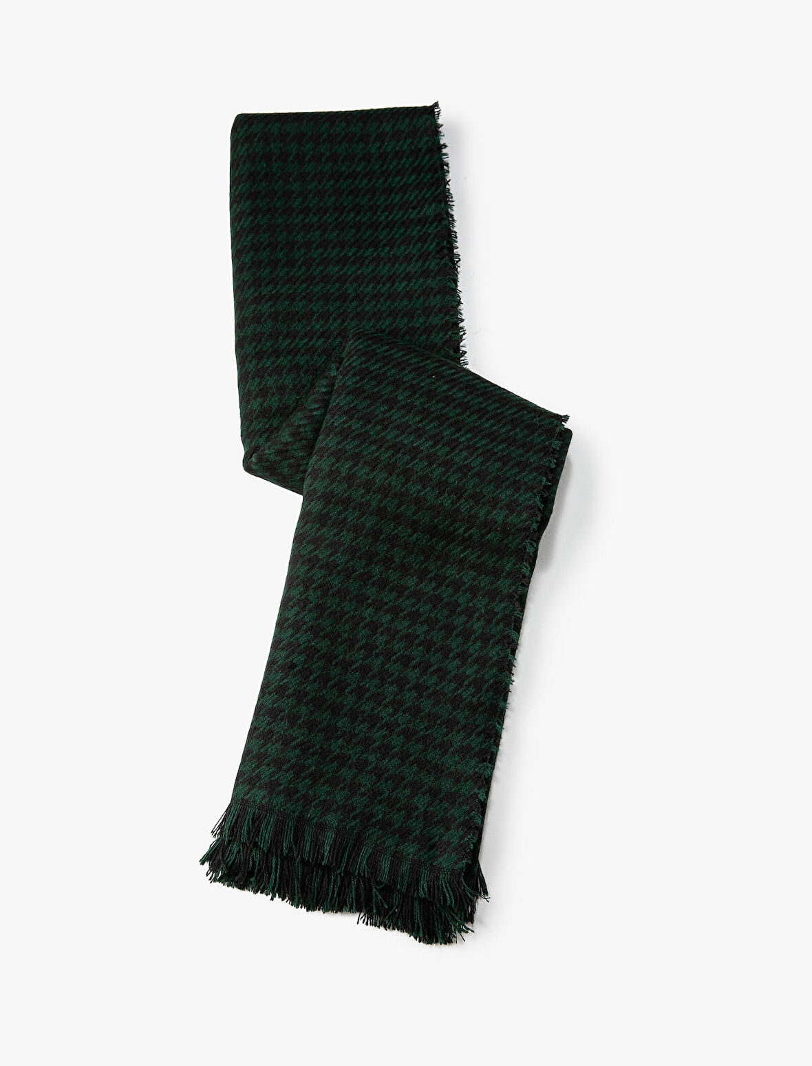 Şal Kazayağı Desenli Püsküllü Yumuşak Dokulu