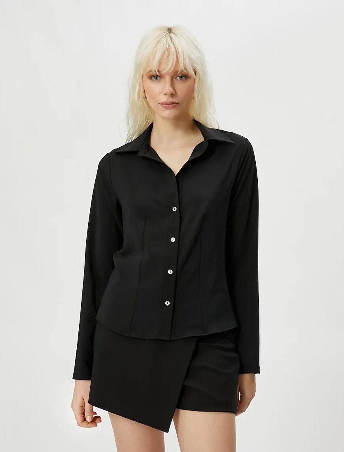 4WAK60108PW Koton Kadın  Gömlek SİYAH