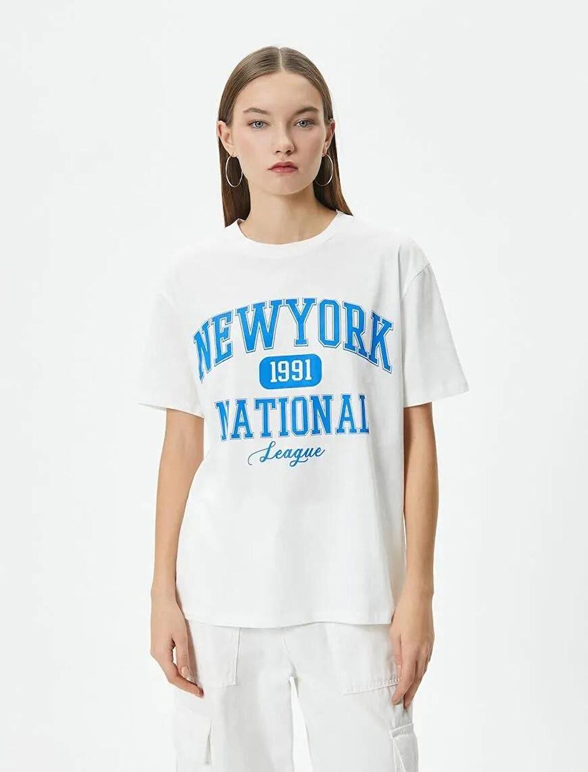 4SAL10045IK Koton Kadın T-shirt EKRU